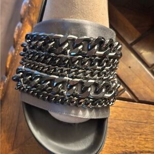 Kendall & Kylie Black and Gray Chain Sandals